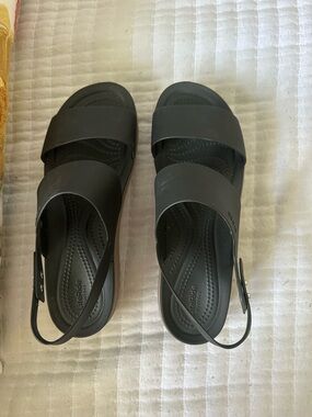 CROCS Black Two‑Band Slingback Sandals
